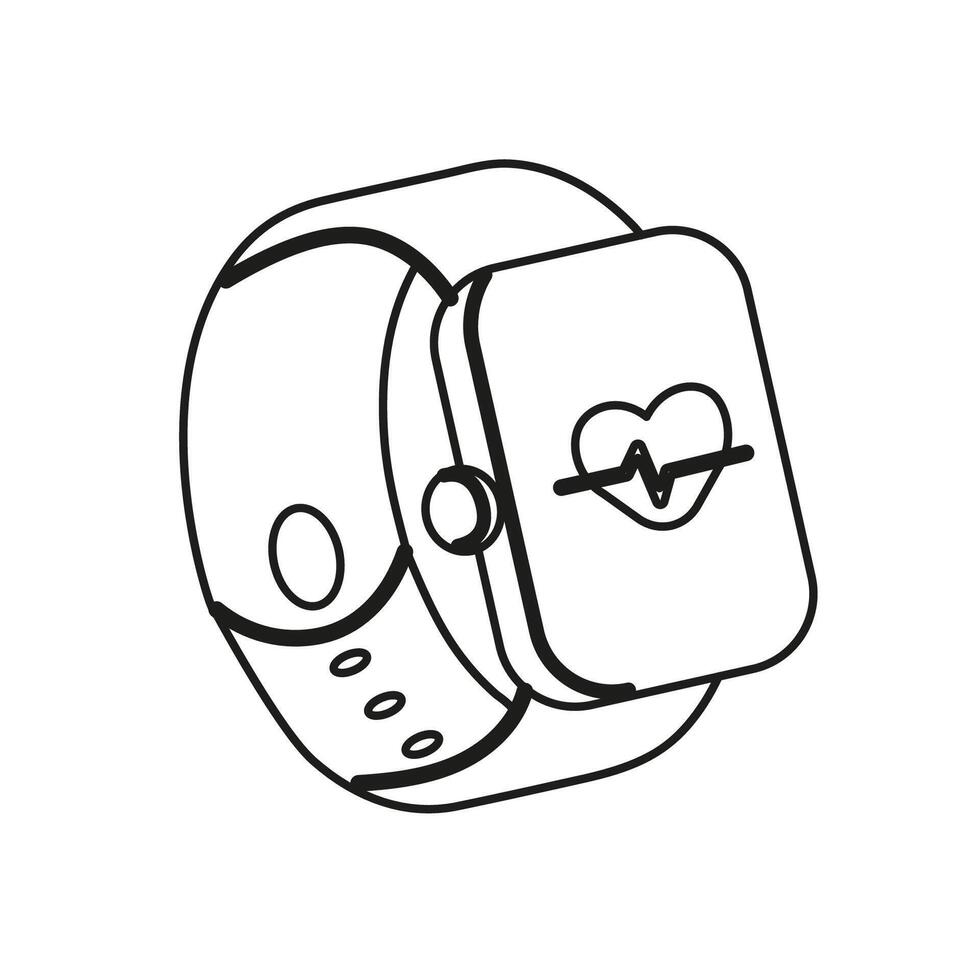 Isolated outline smart watch on white background vector