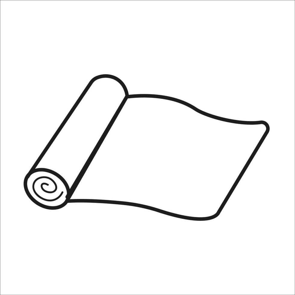 Isolated outline yoga mat on white background vector