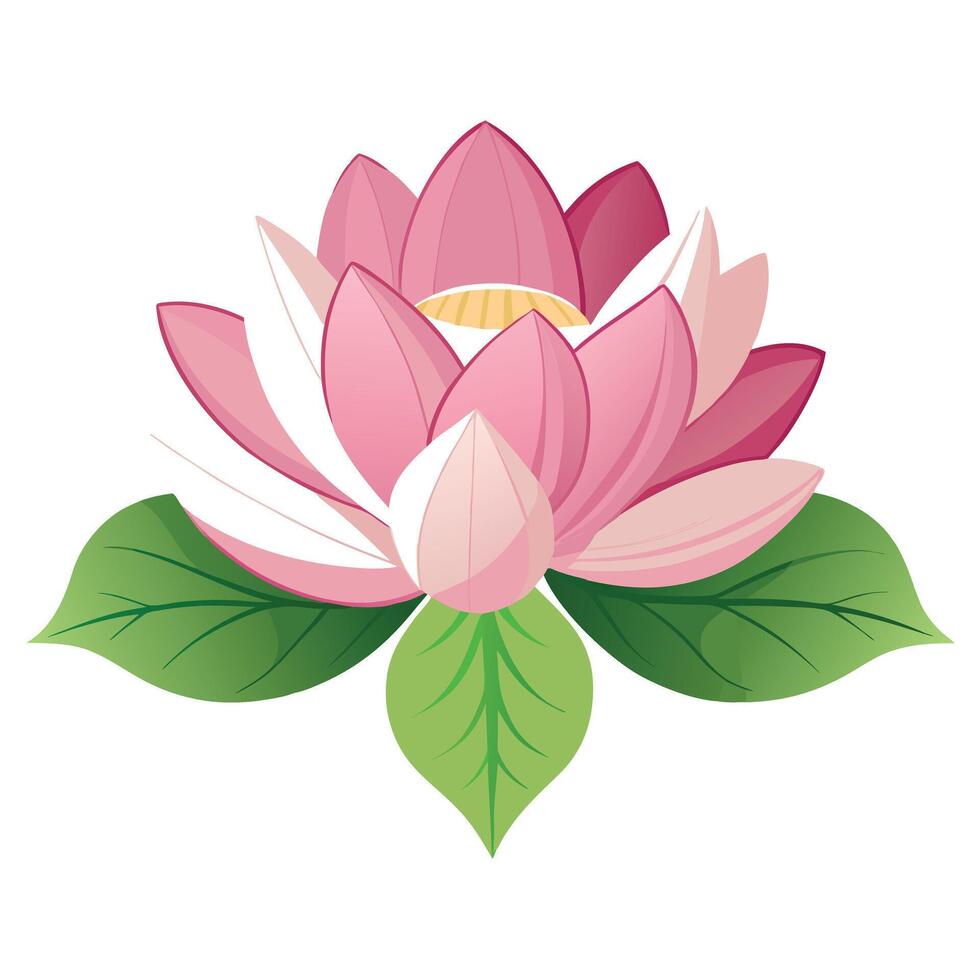 Detailed Illustration of a Lotus Flower with White Petals and Long Stems vector