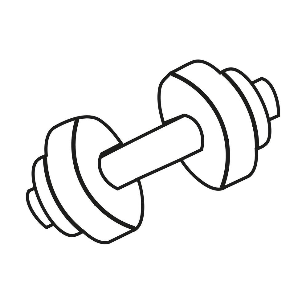 Isolated outline of a short dumbbell on a white background vector