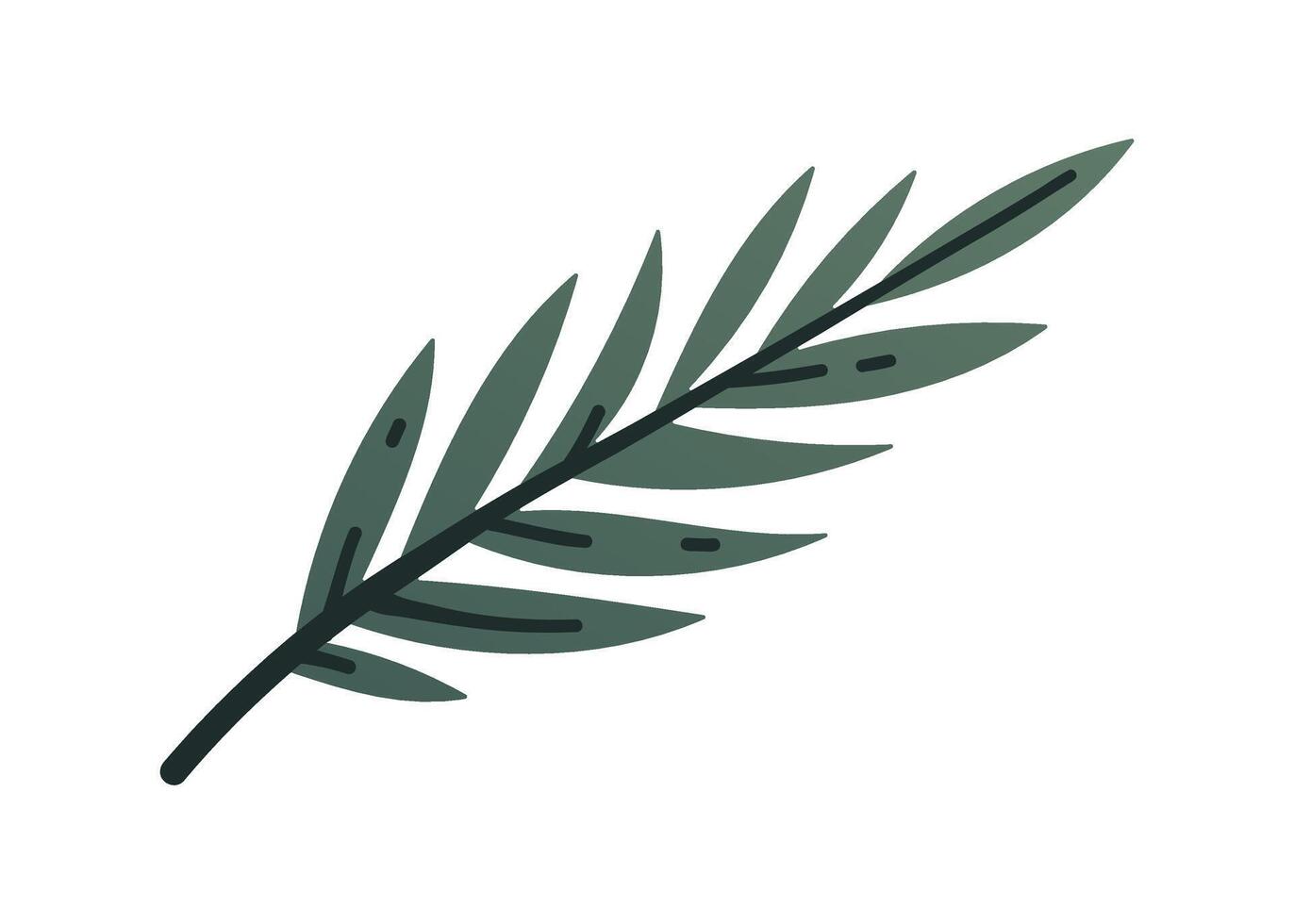 Tropical Palm Leaf cartoon isolated Illustration. Green Botanical Drawing of African Jungle Foliage for Nature, Decor, or Eco Themed Projects vector