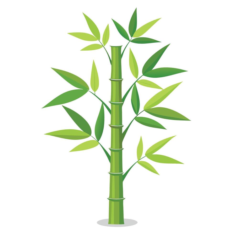 Vibrant Bamboo Tree with Brightly Colored Leaves and Trunk in a High-Tech Setting vector