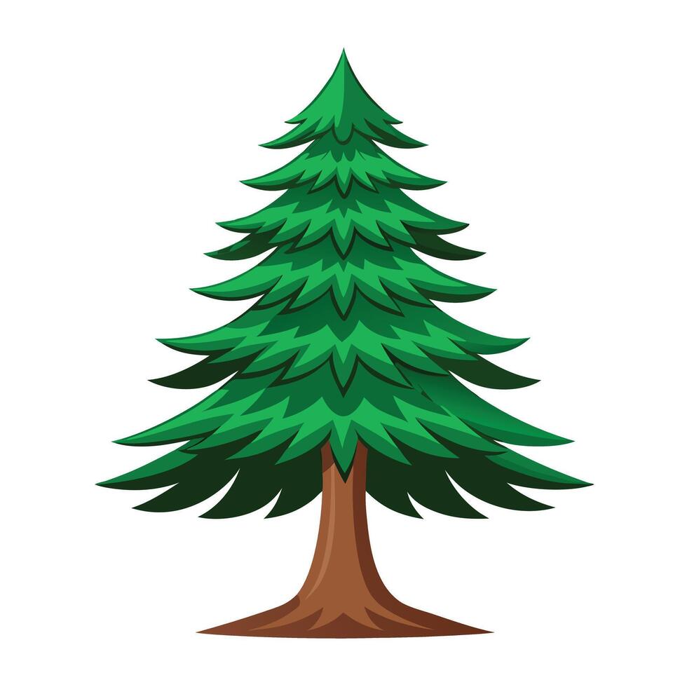 Cedar Tree with Purple Flowers and Green Leaves in a Garden Setting vector
