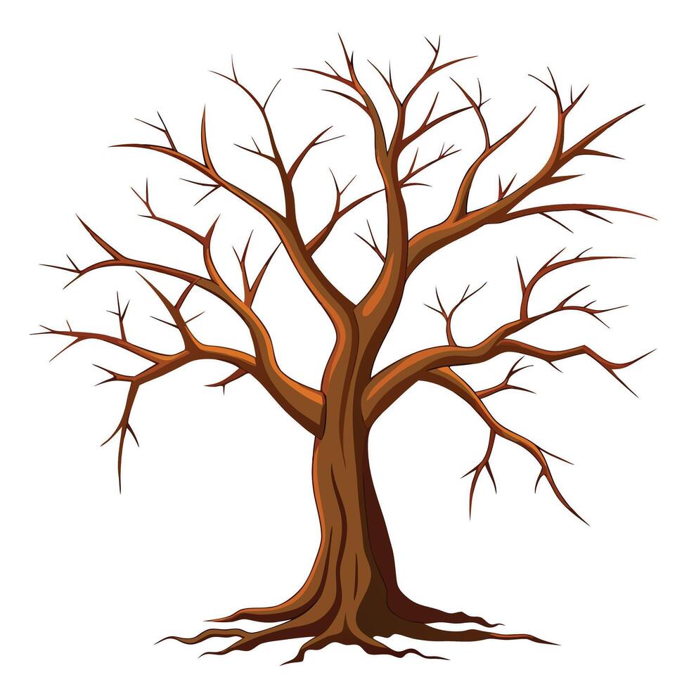 Vibrant Dead Dry Tree with Brightly Colored Leaves and Trunk in a High-Tech Setting vector