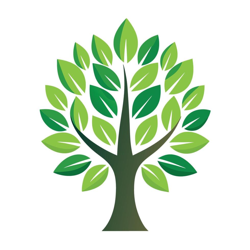 Vibrant Eco-Friendly Symbol Tree with Brightly Colored Leaves and Trunk in a High-Tech Setting vector