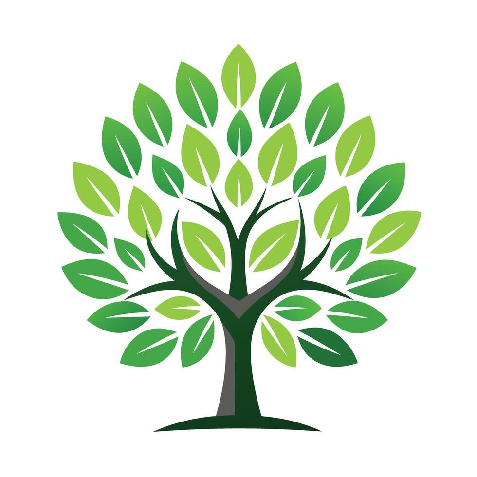 Intricate Eco-Friendly Symbol Tree with Delicate Leaves and Trunk in a Fantasy Setting vector