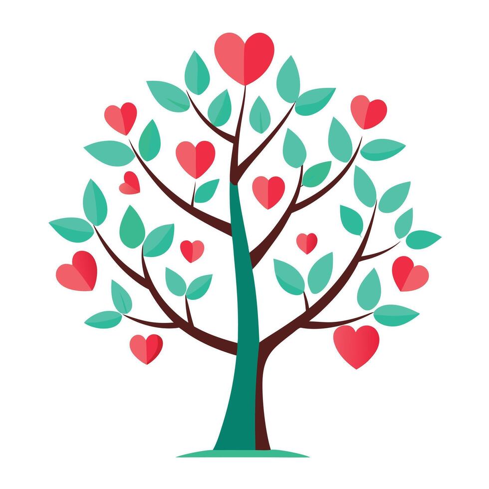 Beautiful Flat Charity Tree Generate a Flat Style Tree with Charity Elements and Green Leaves vector