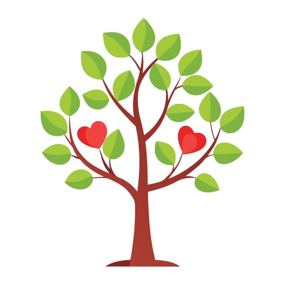 Flat Charity Tree Generate a Flat Style Tree with Purple Flowers and Green Leaves in a Garden Setting vector