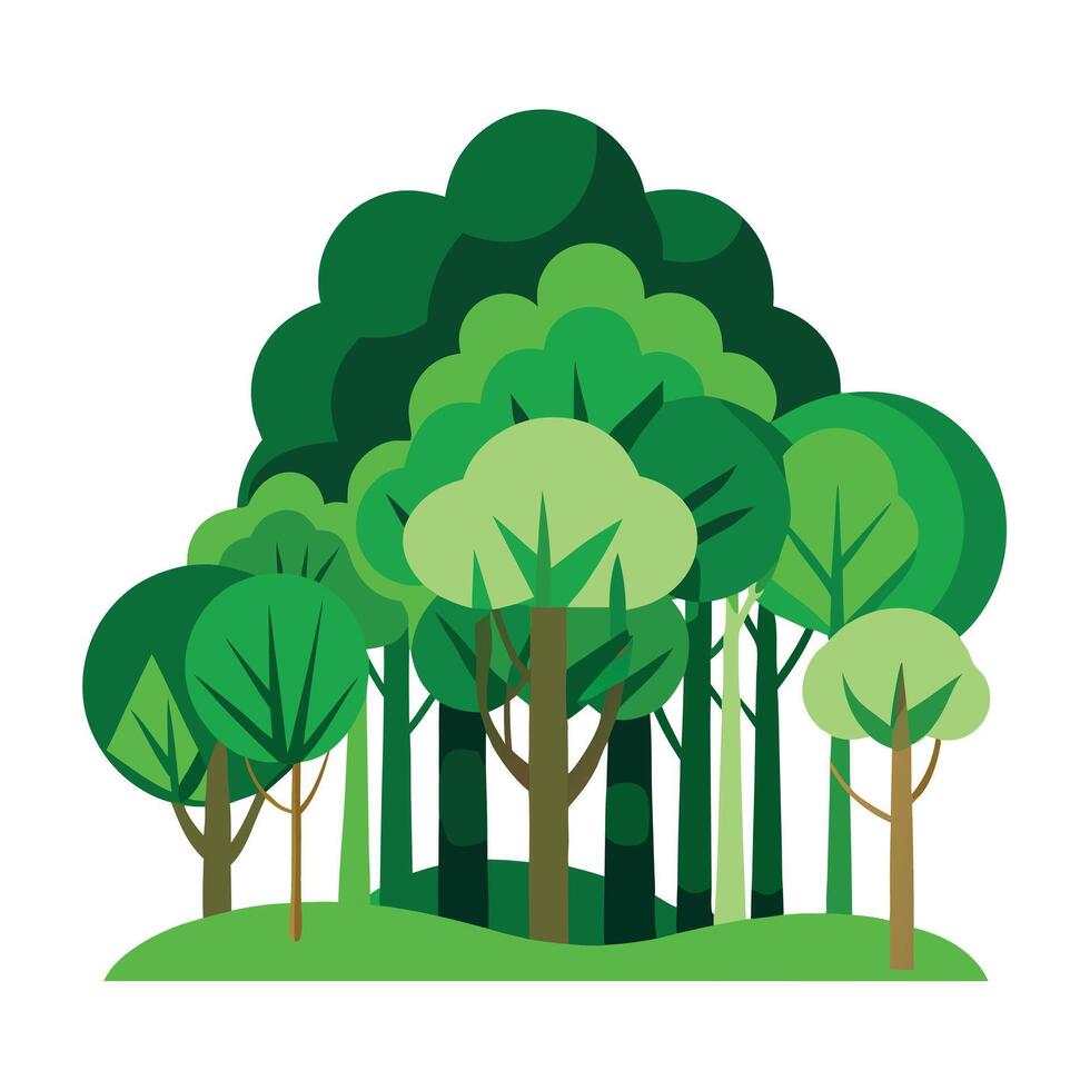 Detailed Illustration of a Flat Forest Tree Cluster Create a Flat Style with White Petals and Long Stems vector