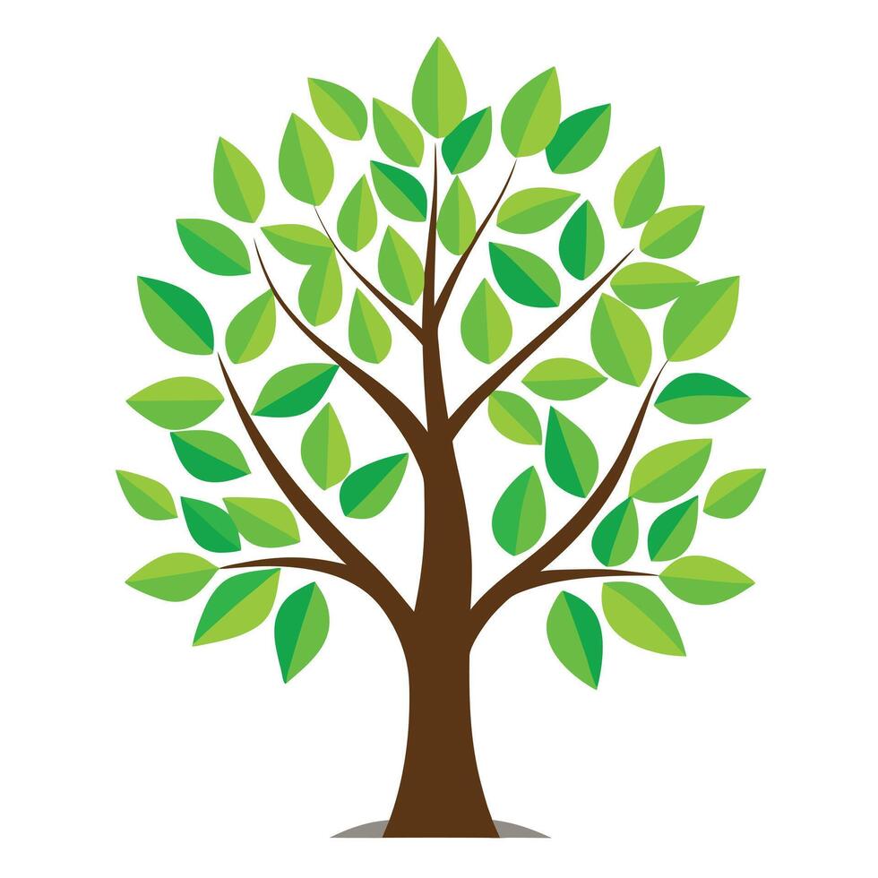 Detailed Illustration of a Flat Green Growth Tree Generate a Flat Style with White Petals and Long Stems vector