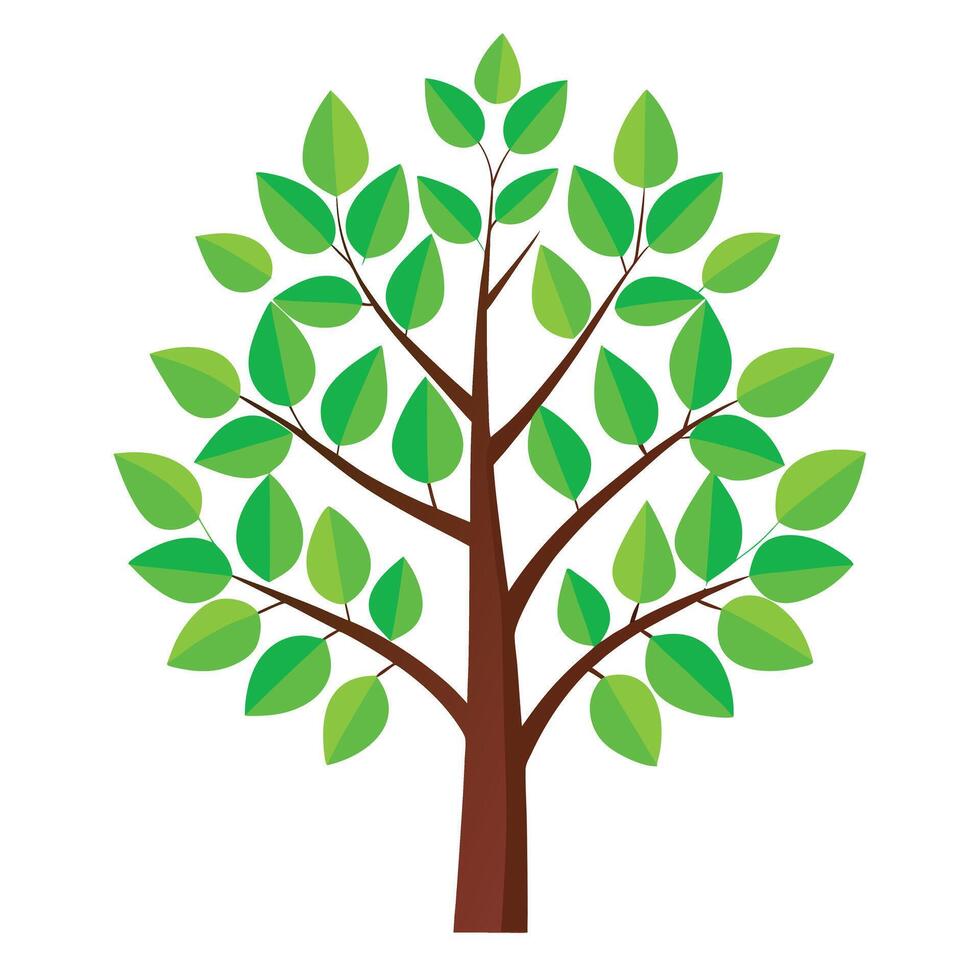 Flat Green Growth Tree Generate a Flat Style with Purple Flowers and Green Leaves in a Garden Setting vector