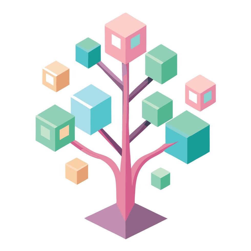 Minimalist Flat Tree with Simple Leaves and Trunk in a Minimal Setting vector