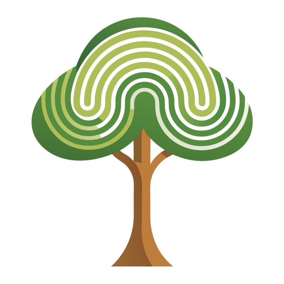 Vibrant Flat Tree with a Brightly Colored Fingerprint Canopy in a High-Tech Setting vector
