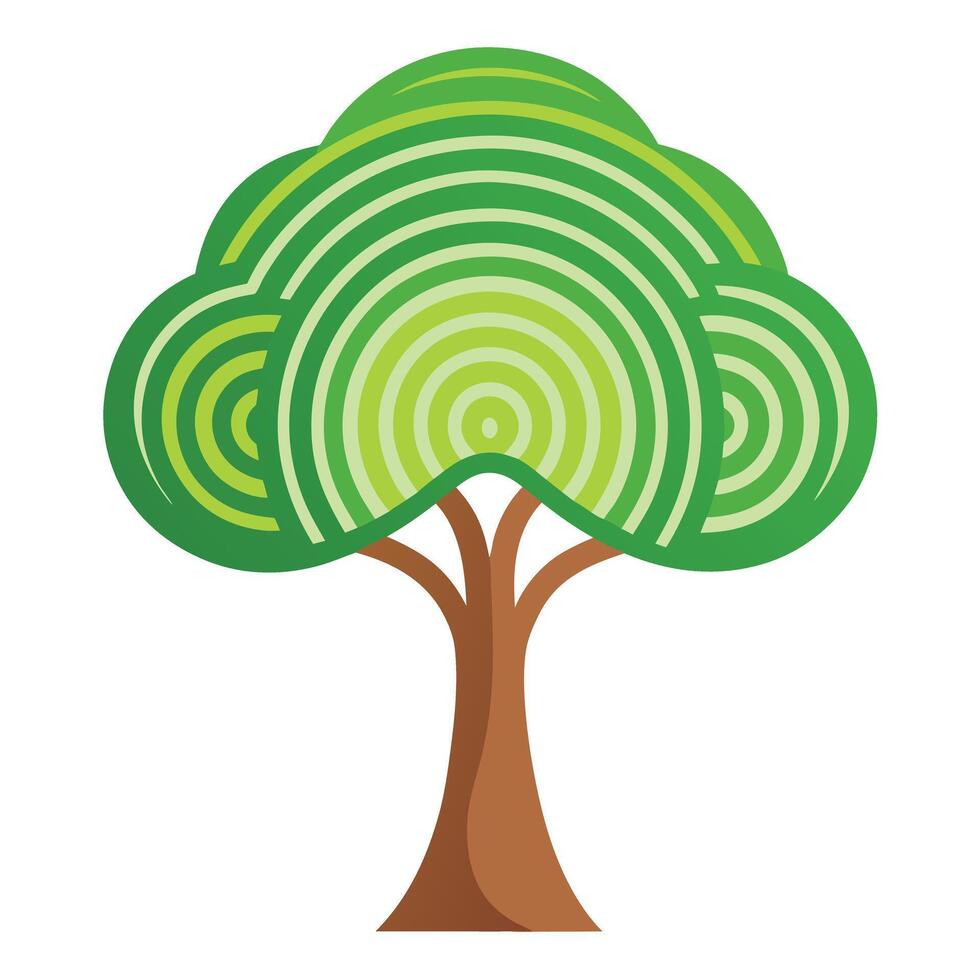 Flat Tree with a Fingerprint Canopy in a Whimsical Setting vector