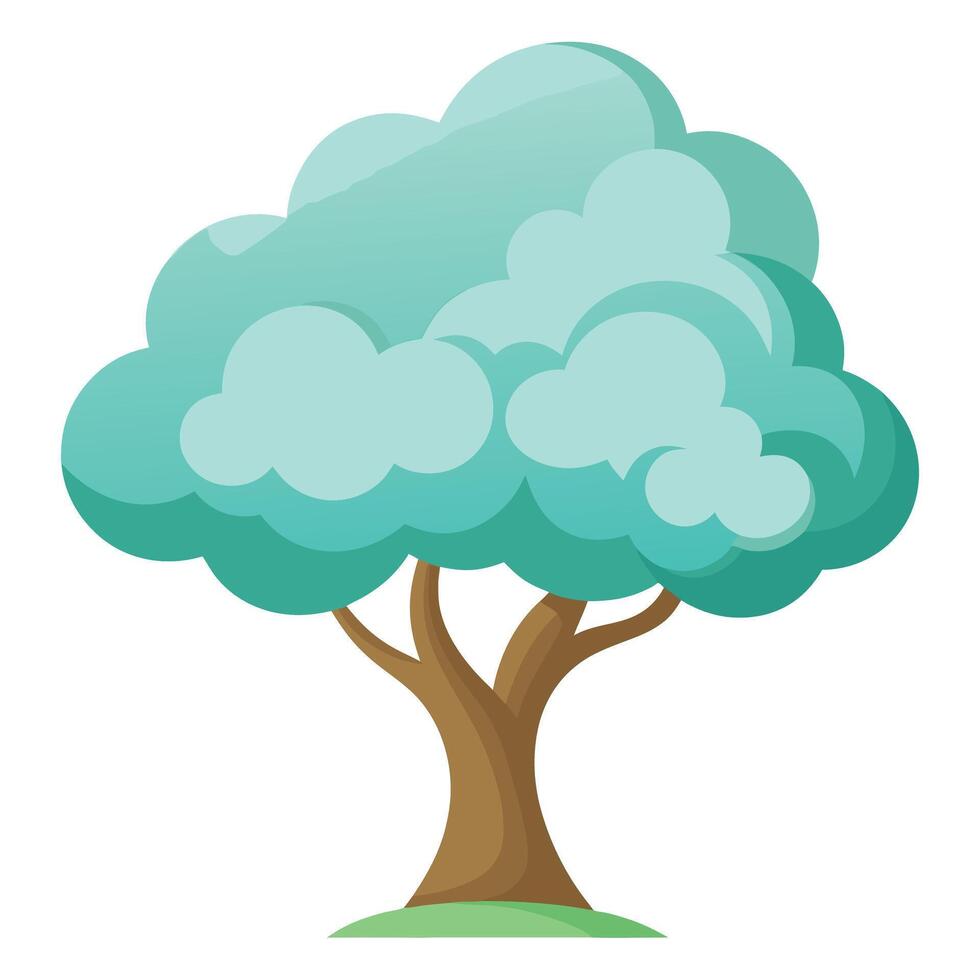 Vibrant Flat Tree with a Brightly Colored Cloud Canopy in a High-Tech Setting and Isolated on a white Background vector