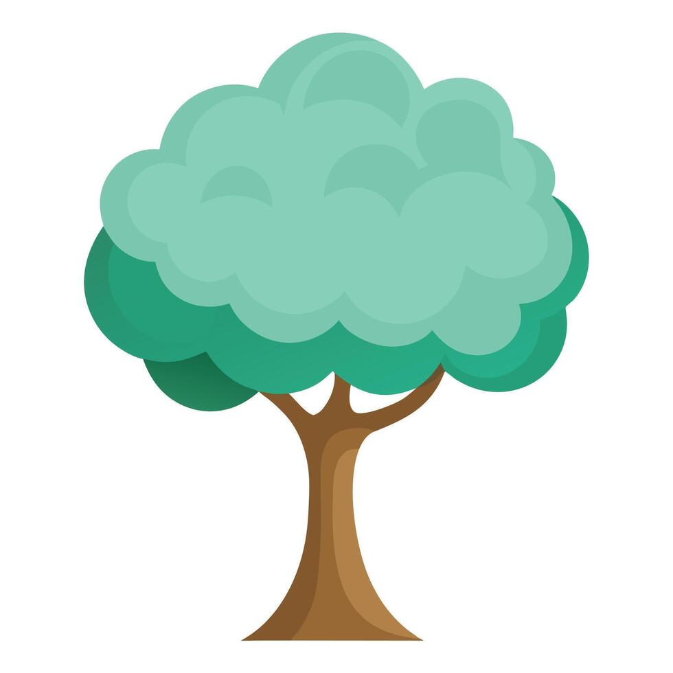 Vibrant Flat Tree with a Brightly Colored Cloud Canopy in a High-Tech Setting vector