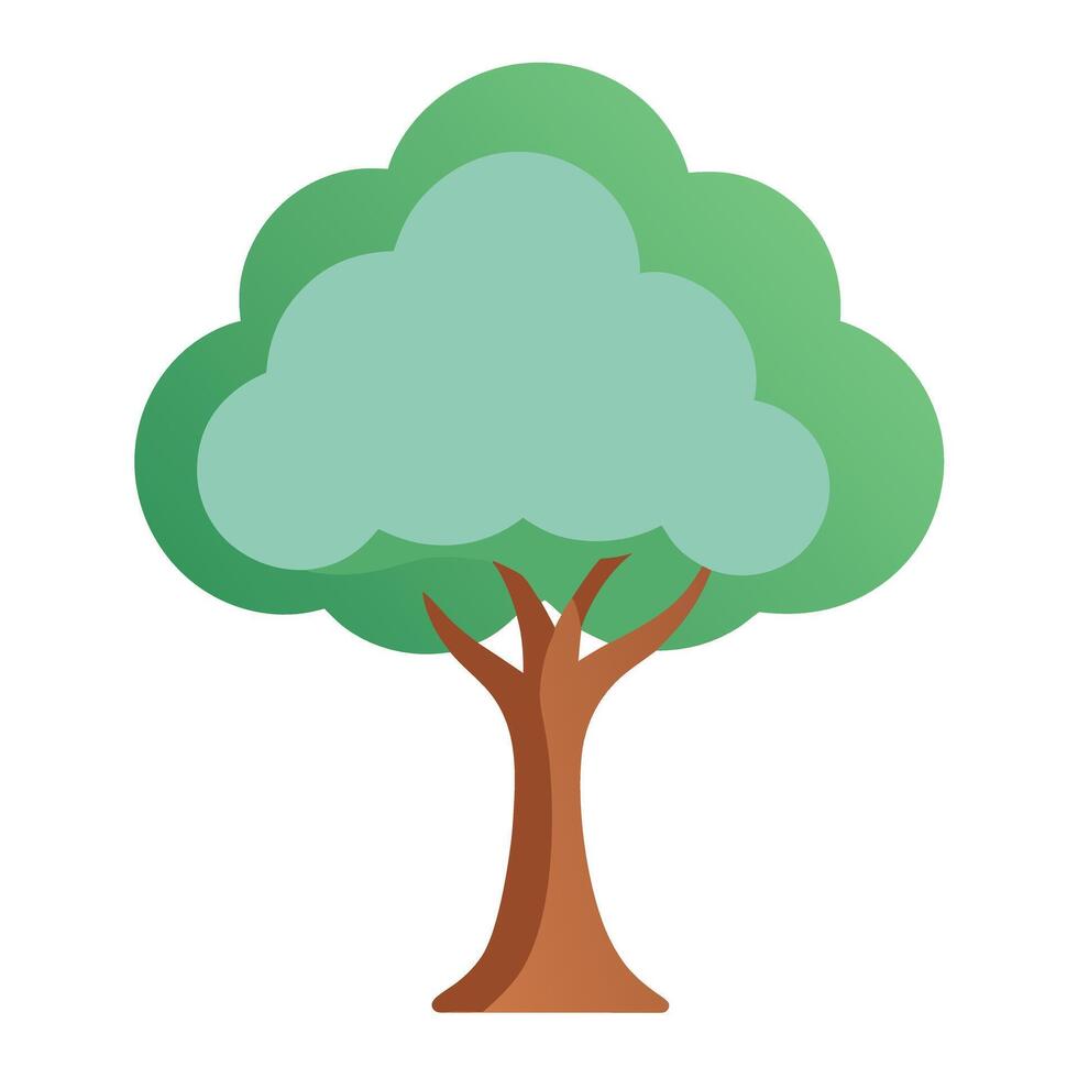Vibrant Flat Tree with a Brightly Colored Cloudy Trunk in a High-Tech Setting vector