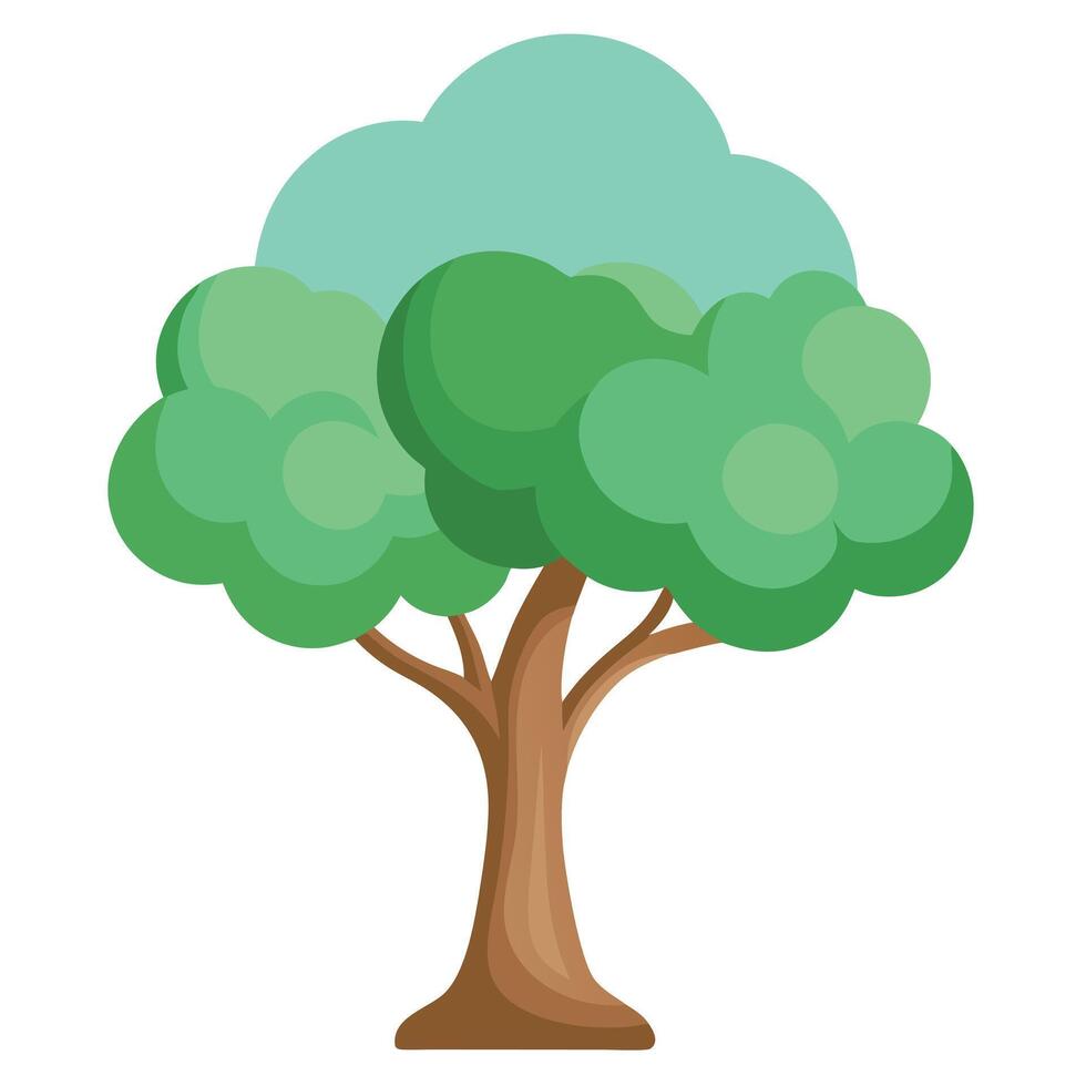 Intricate Flat Tree with a Delicate Cloudy Trunk in a Fantasy Setting vector