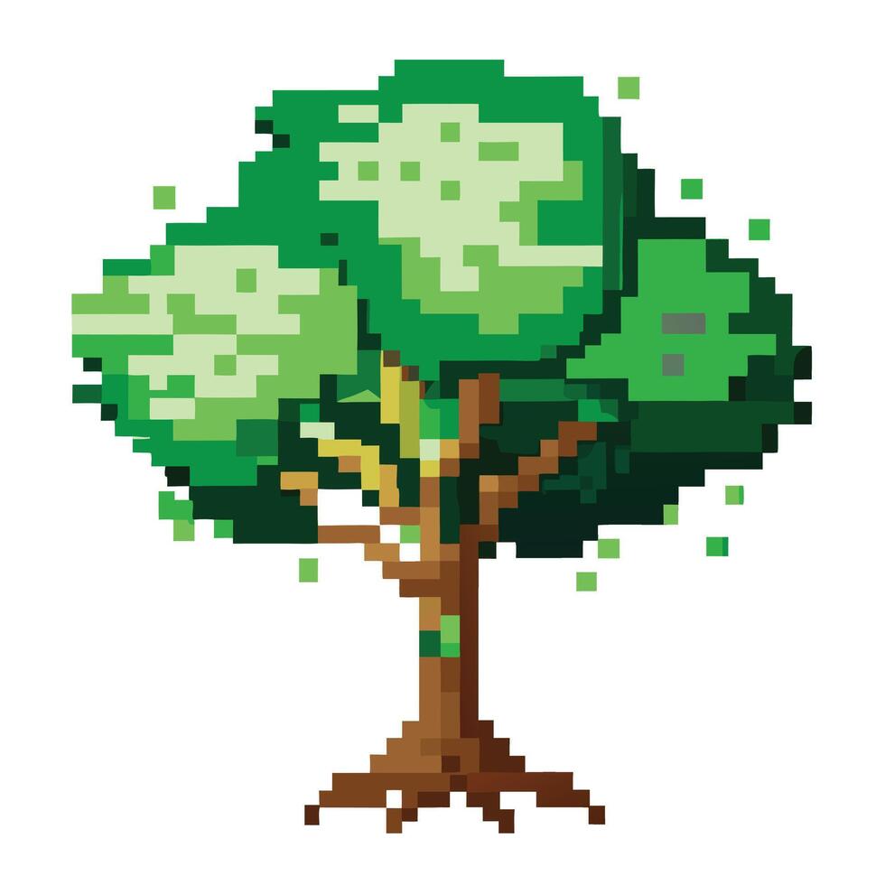 Flat Tree with a Digital Glitch Effect in a Futuristic Setting vector