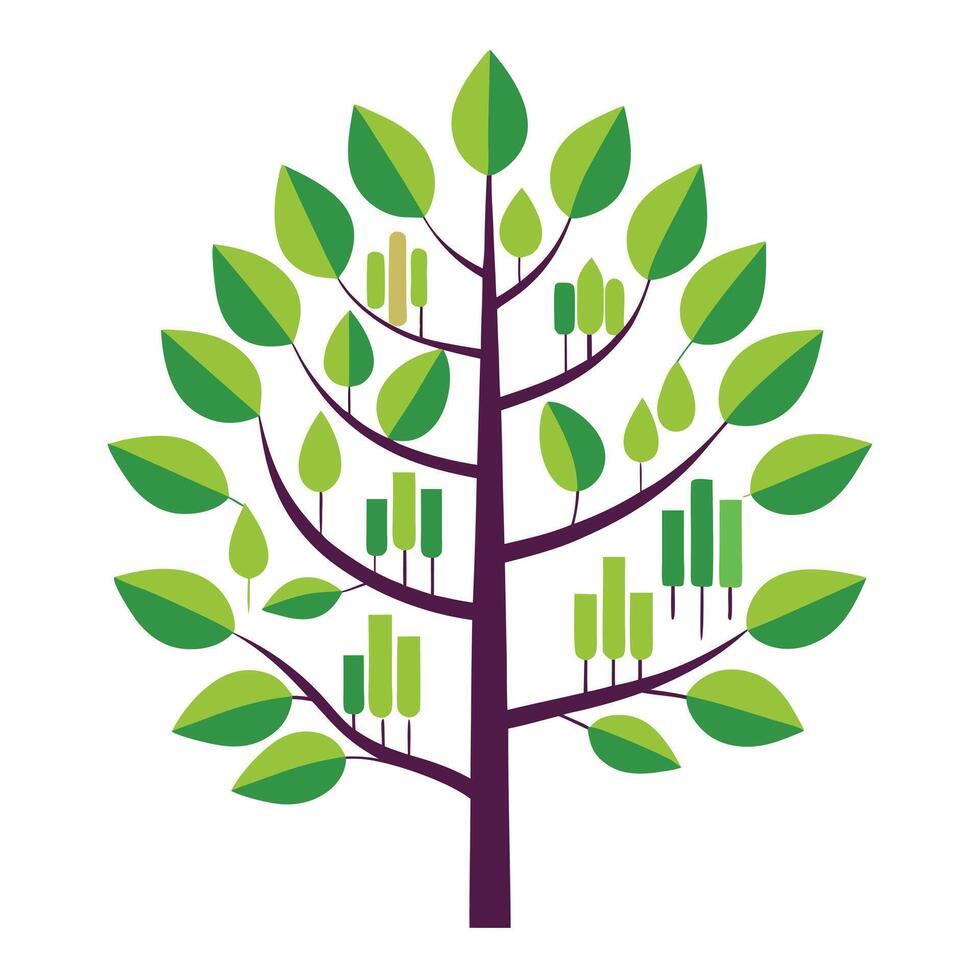 Beautiful Flat Tree with a Music Equalizer Pattern as Canopy for a Musical and Harmonious Design vector