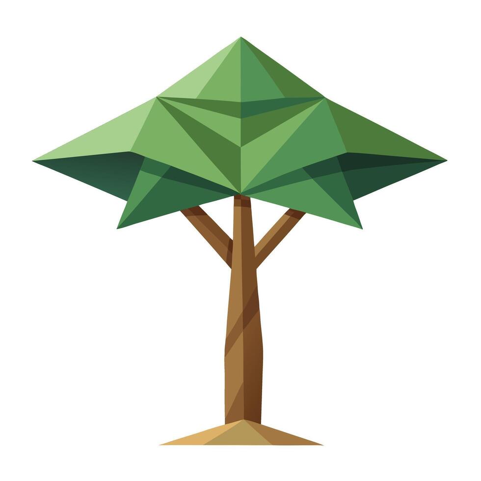 Flat Tree with a Paper Origami Style Canopy for a Delicate and Intricate Design in a Garden Setting vector