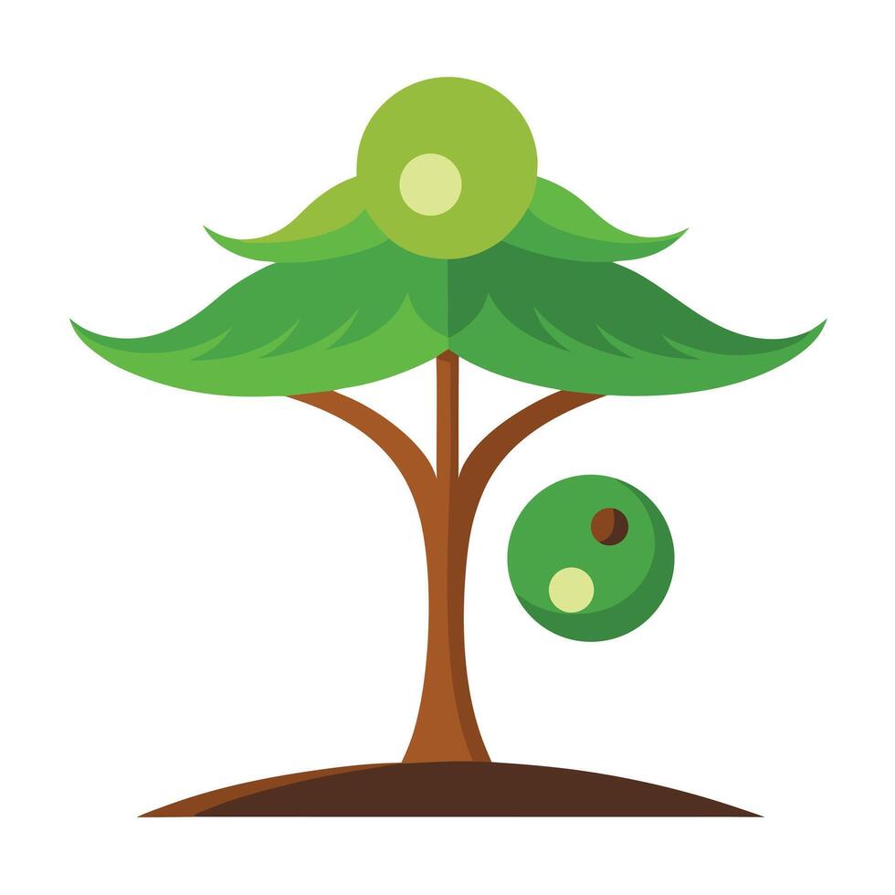 Vibrant Flat Tree with a Brightly Colored Stylized Yin Yang Canopy in a High-Tech Setting vector