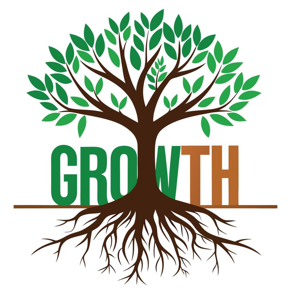 Vibrant Flat Tree with a Brightly Colored Tangle of Roots Trunk in a High-Tech Setting vector