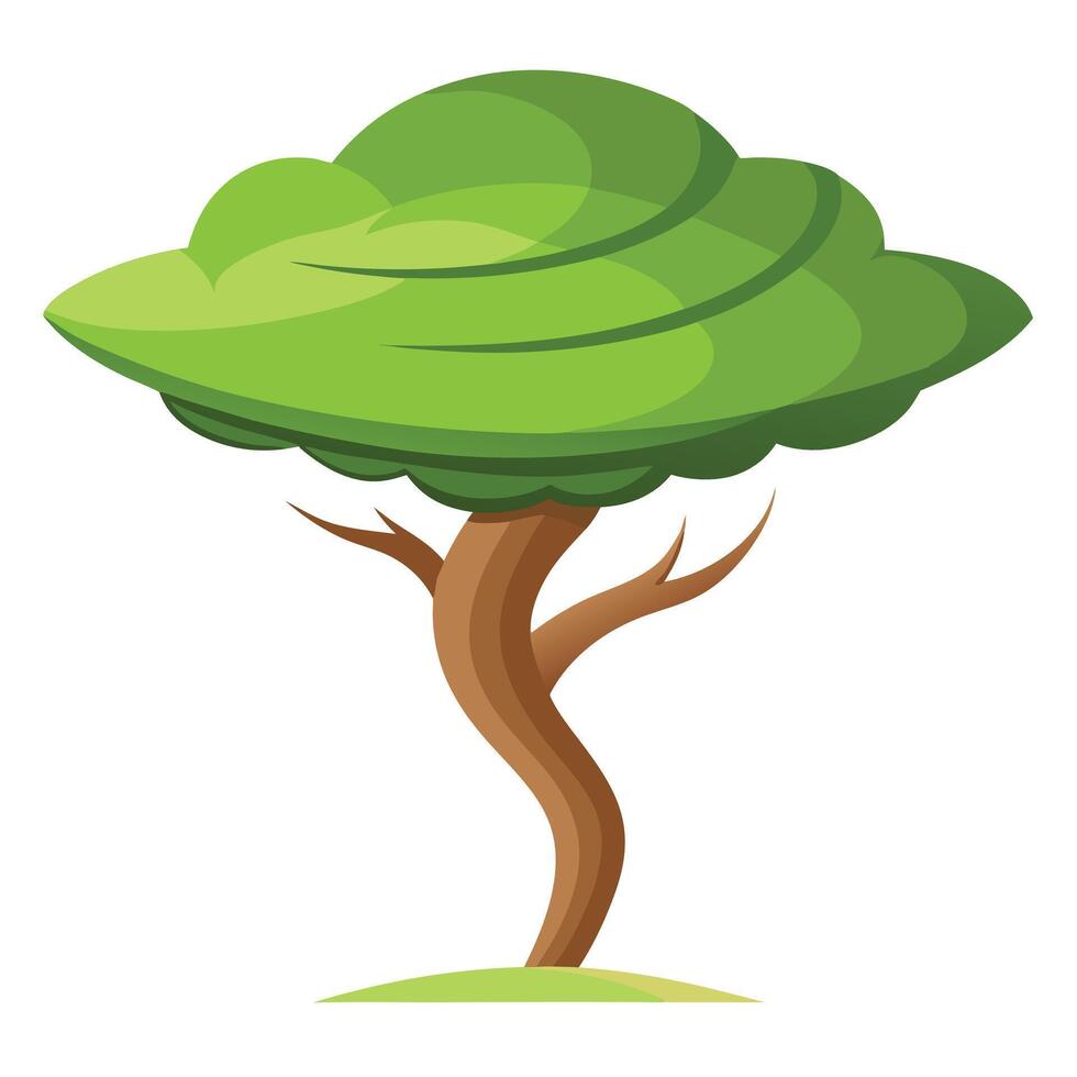 Vibrant Flat Tree with a Brightly Colored Tornado-Shaped Canopy in a High-Tech Setting vector