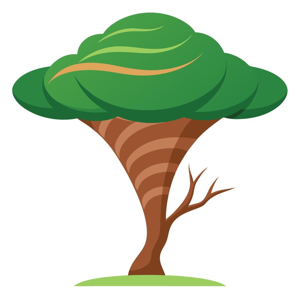 Intricate Flat Tree with a Delicate Tornado-Shaped Canopy in a Fantasy Setting vector