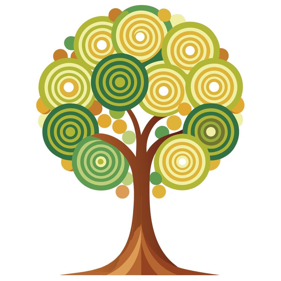 Intricate Flat Tree with Delicate Leaves and Trunk in a Fantasy Setting and isolated background vector