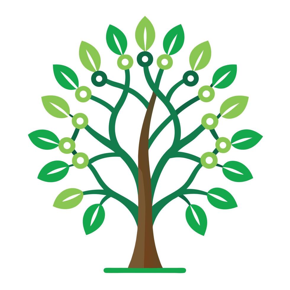 Intricate Flat Tree with Delicate Bicycle Chain Link Leaves in a Fantasy Setting vector