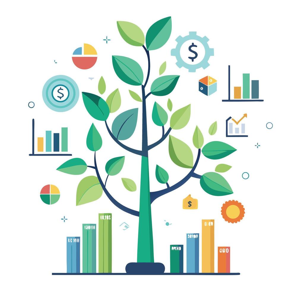 Growth Chart Leaves for Business Tree vector