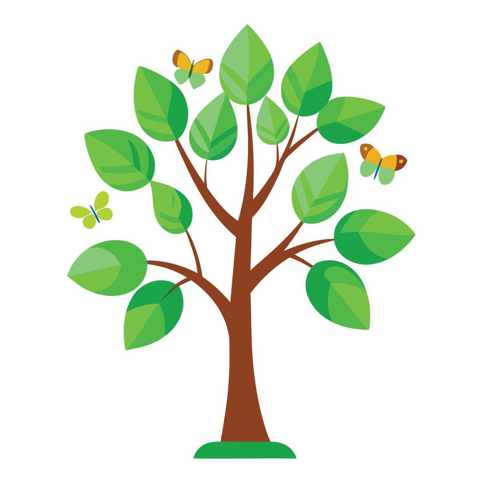 Butterfly Leaves Design for Flat Tree vector