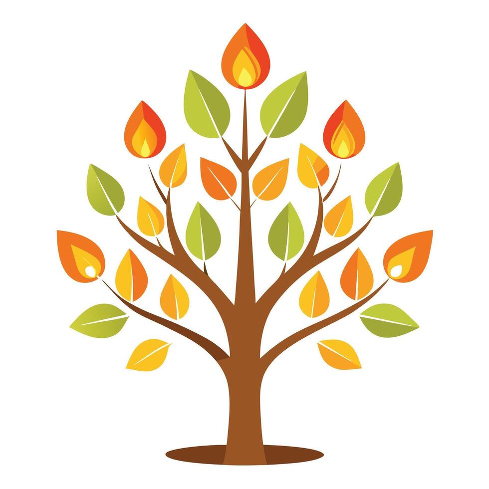 Candle Flame Leaves Create Flat Design vector