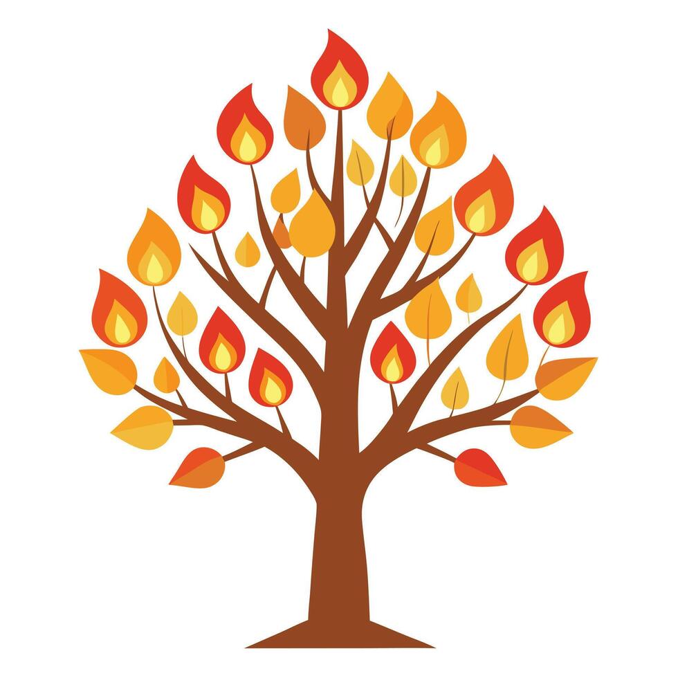 Candle Flame Leaves for Flat Tree Generate Design vector