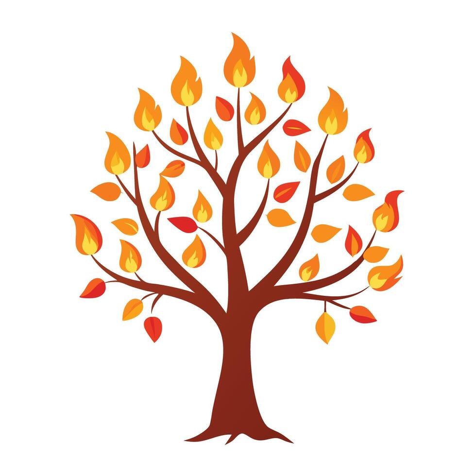 Candle Flame Leaves Generate Flat Design vector