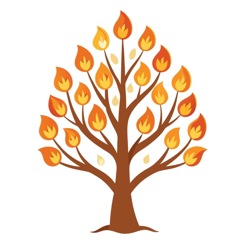 Flat Tree Design with Candle Flame Leaves Generate vector