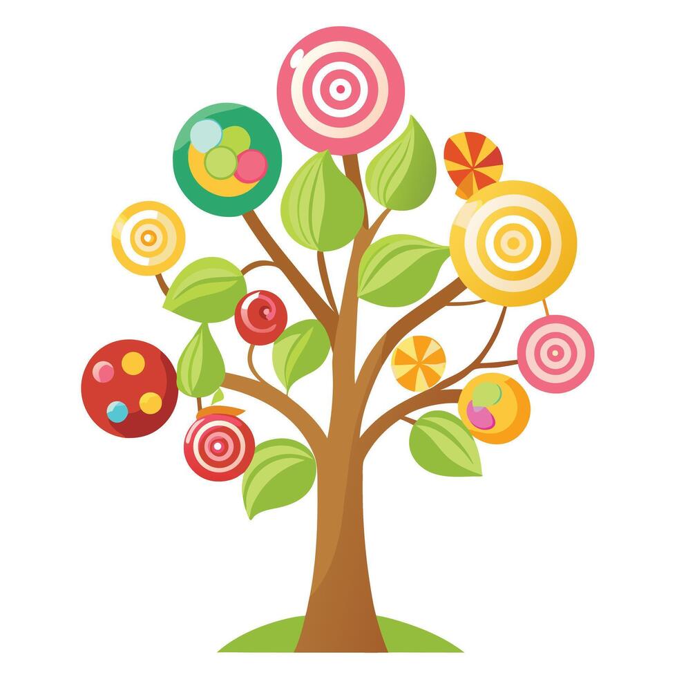 Generate Candy and Lollipop Leaves for Tree Design vector