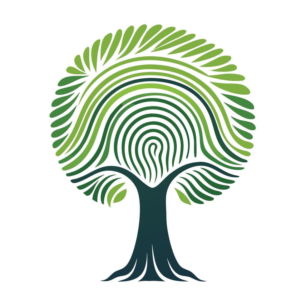 Artistic Tree with Canopy Made to Resemble a Human Finger in a Colorful Design vector