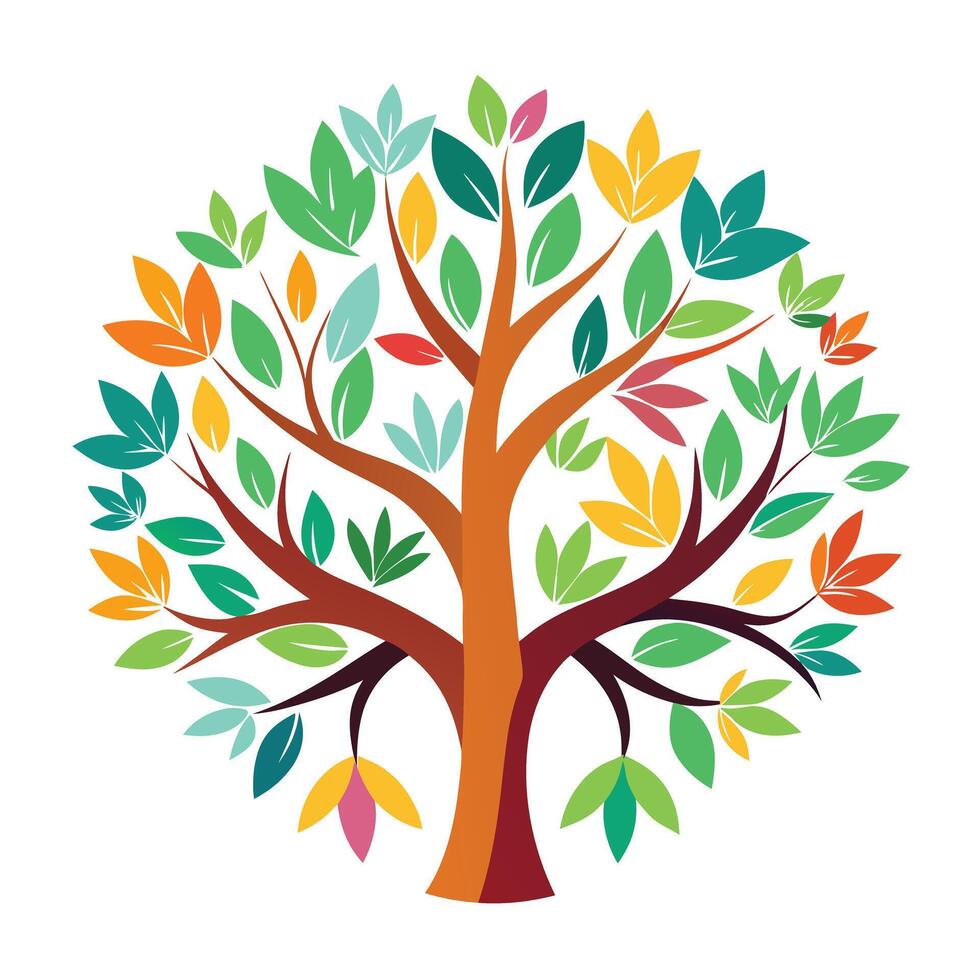 Imaginative Tree with Canopy Formed by Intertwined Hands in a Fantastical Design vector