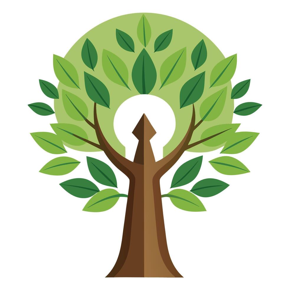 Artistic Tree with Canopy Made in the Shape of a Keyhole in a Colorful Design vector