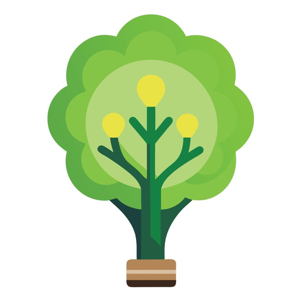 Artistic Tree with Canopy Made in the Shape of a Light Bulb in a Colorful Design vector