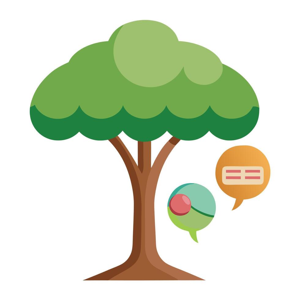 Innovative Tree with Canopy in the Shape of a Speech Bubble in a Modern Style vector