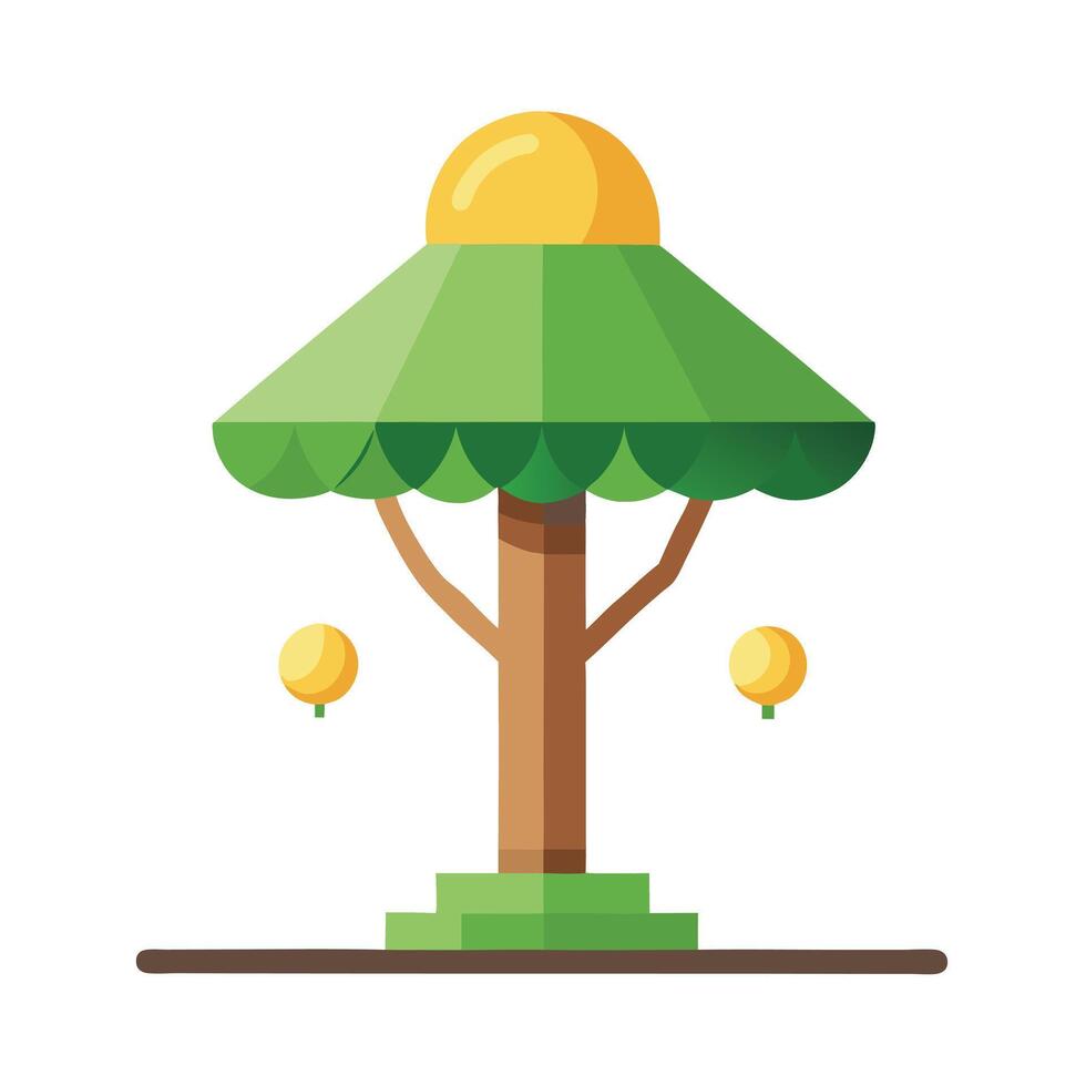 Imaginative Tree with Canopy in the Shape of a Light Bulb in a Fantastical Design vector
