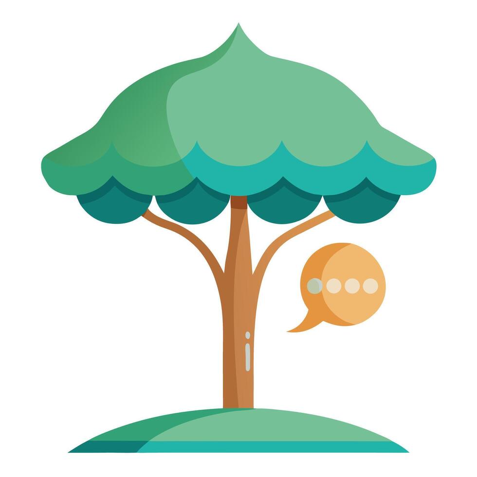 Imaginative Tree with Canopy in the Shape of a Speech Bubble in a Fantastical Design vector