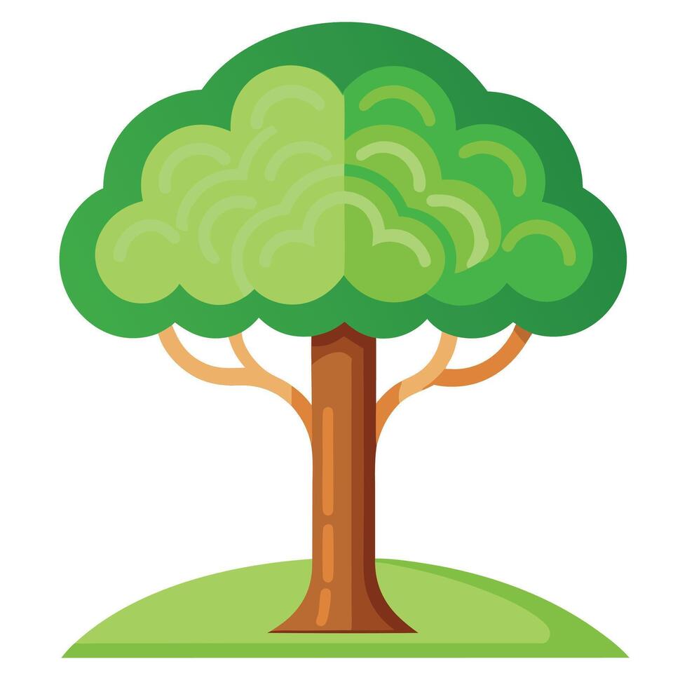 Innovative Tree with Canopy Resembling a Brain in a Modern Style vector