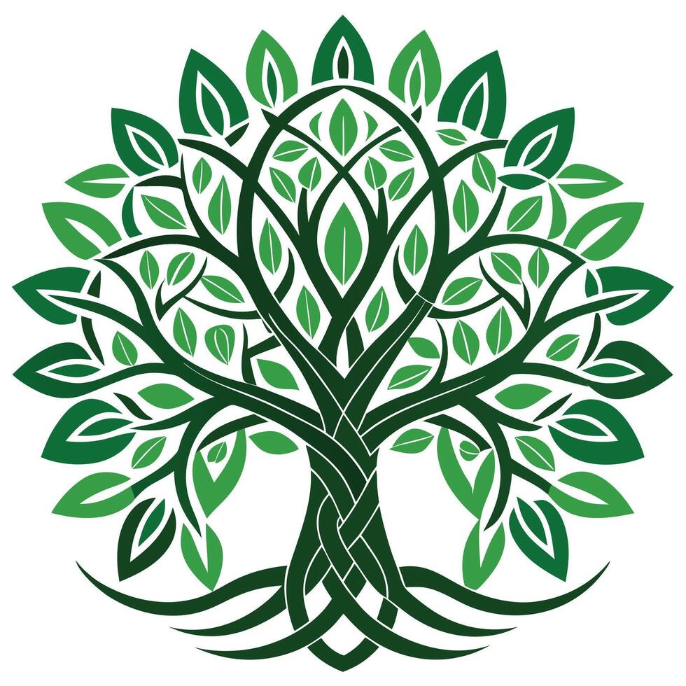 Innovative Tree with Celtic Knot Leaves in a Modern Style vector