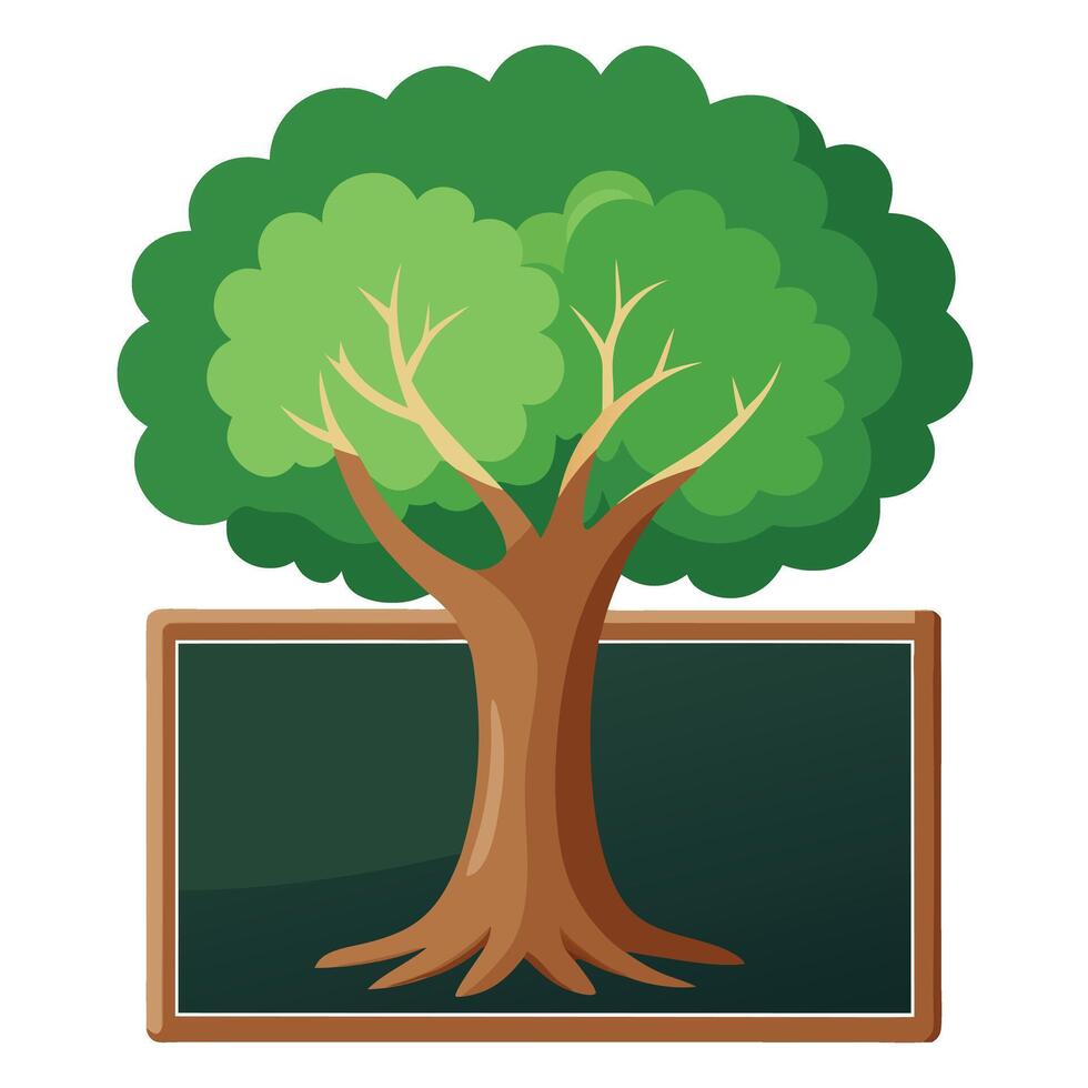 Imaginative Tree with Chalkboard Texture on the Trunk in a Fantastical Design vector