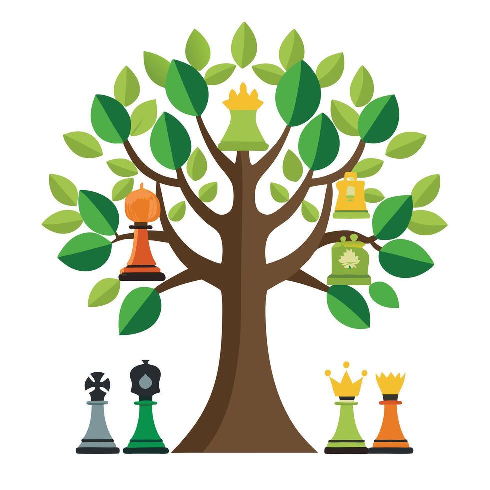 Chess Pieces as Leaves Create Flat Design vector