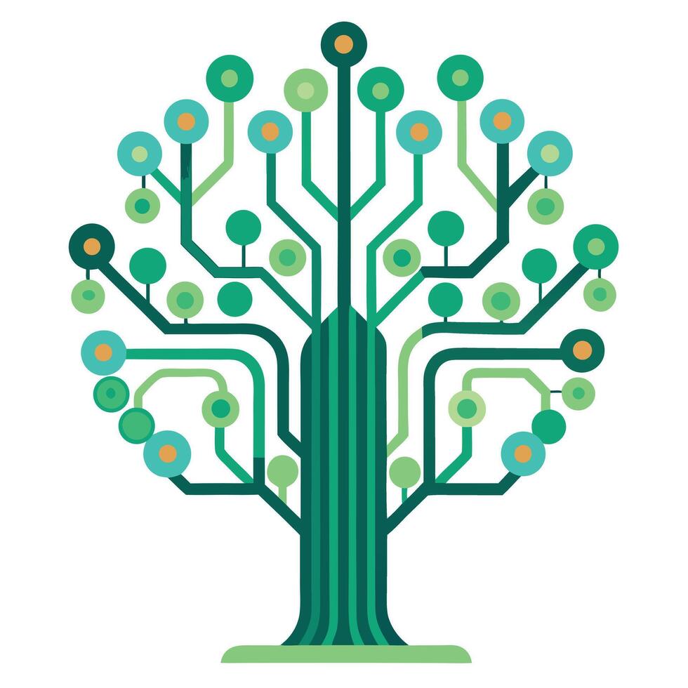 Circuit Board and Tech Elements for Tree Design vector